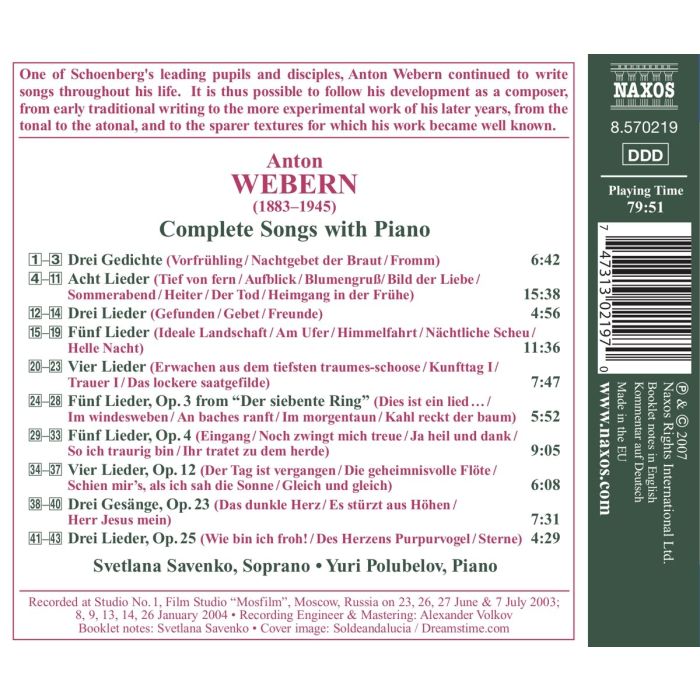WEBERN: Complete Songs with Piano - slide-1