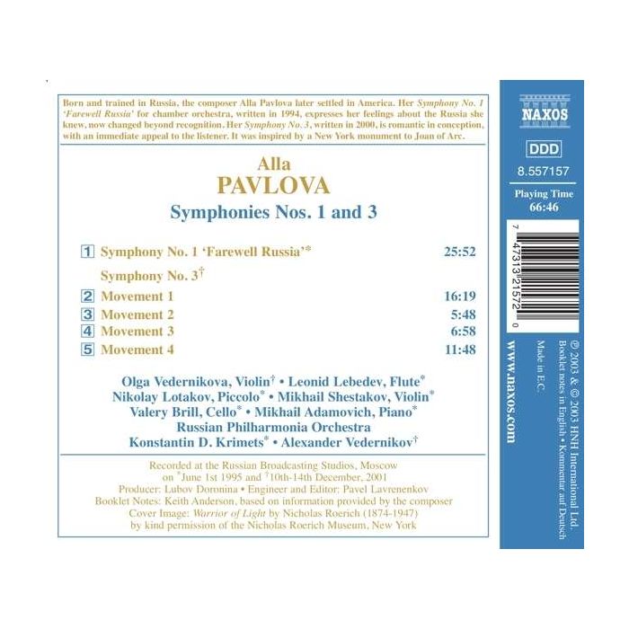 PAVLOVA: Symphonies no. 1 & 3 - slide-1