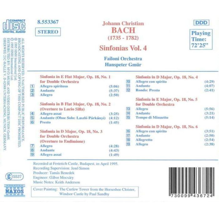 J.C. BACH: Sinfonias vol. 4 - slide-1