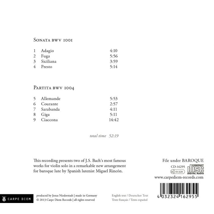 Bach: Sonata BWV1001 & Partita BWV1004 - slide-1