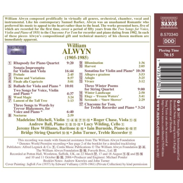 ALWYN: Chamber Music and Songs - slide-1