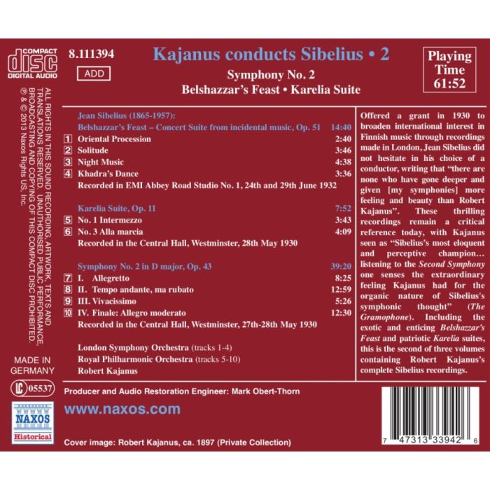 Sibelius: Symphony No. 2, Belshazzar’s Feast, Karelia Suite - slide-1