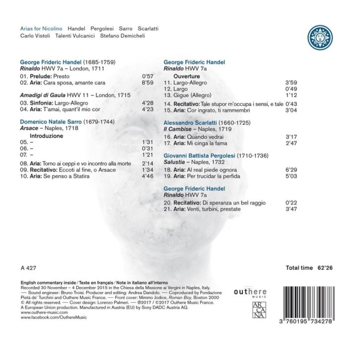 Arias for Nicolino - Handel; Pergolesi; Sarro; Scarlatti - slide-1