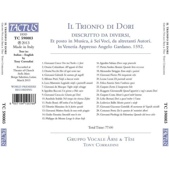 Il trionfo di Dori, Venezia 1592 - Gabrieli, Palestrina, Striggio, ... - slide-1
