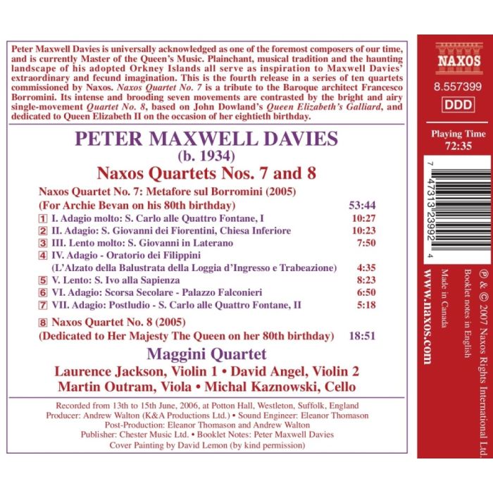 Maxwell Davies: Naxos Quartets Nos. 7 and 8 - slide-1