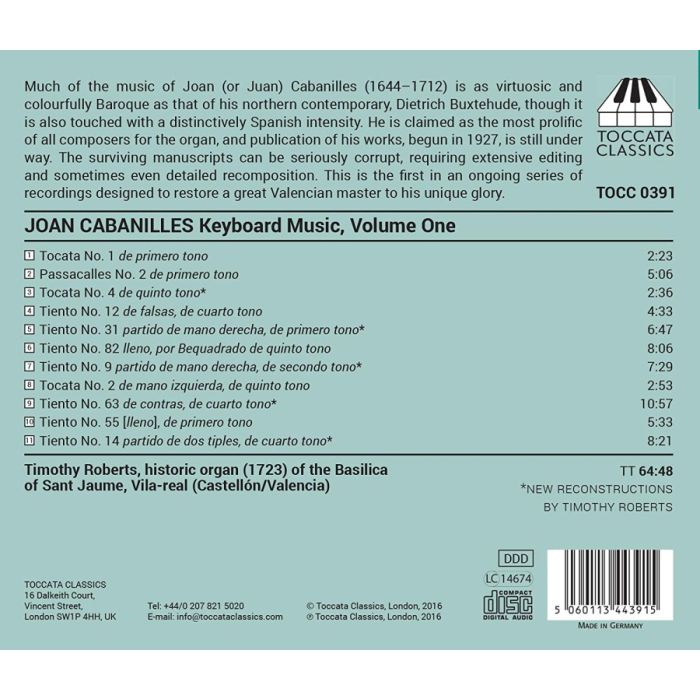 Cabanilles: Keyboard Music Vol. 1 - slide-1