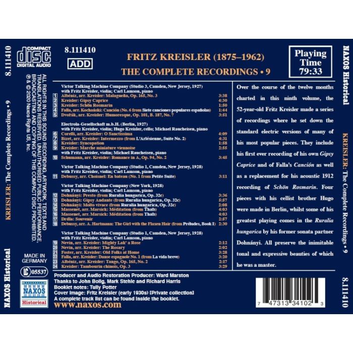 Fritz Kreisler - The Complete Recordings Vol. 9 - slide-1