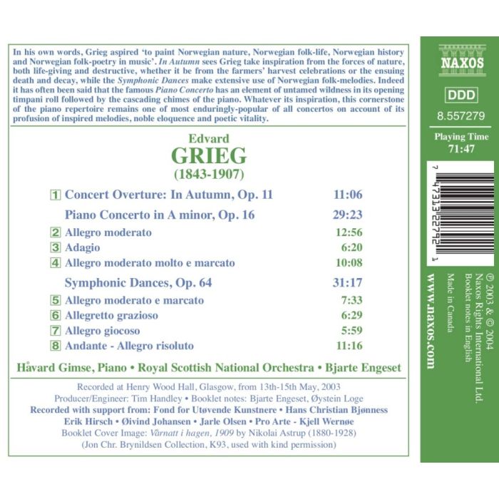 GRIEG: Orchestral Music, Vol. 1 - Piano Concerto, Op. 16; Symphonic Dances, In Autumn - slide-1