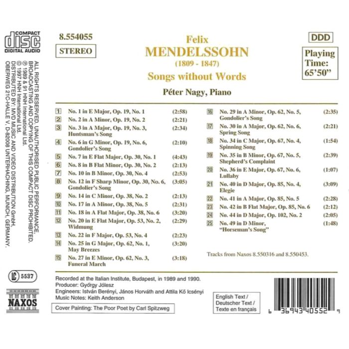 MENDELSSOHN: Songs Without Words - slide-1