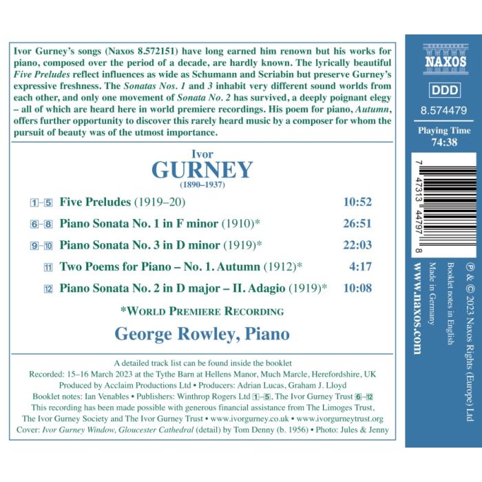 Gurney: Piano Sonatas Nos. 1 and 3 - slide-1