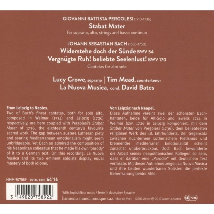 Pergolesi: Stabat Mater / Bach: Cantatas BWV54 & 170 - slide-1