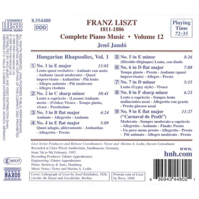 LISZT: Hungarian Rhapsodies, Vol. 1 (Liszt Complete Piano Music, Vol. 12) - slide-1