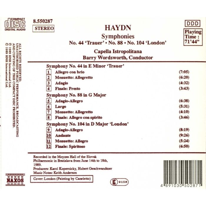 Haydn: Symphonies Nos. 44, 88, 104, Vol. 3 - slide-1