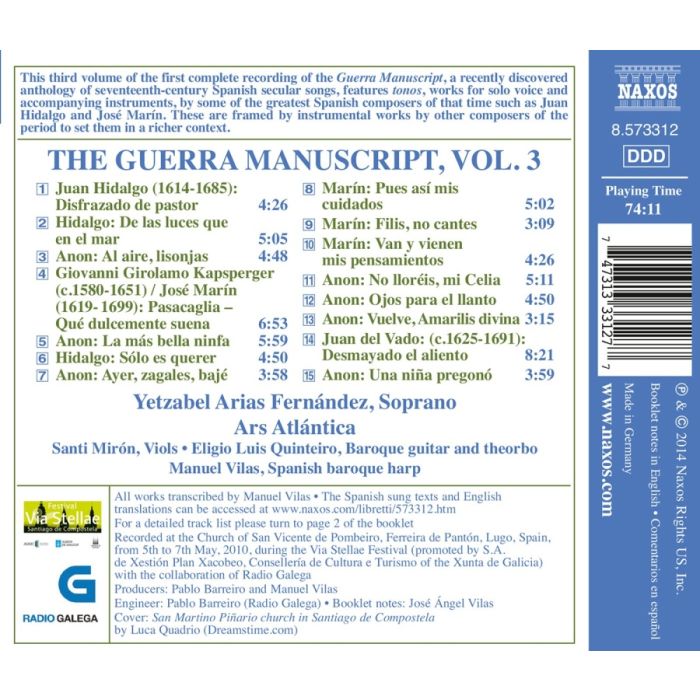 The Guerra Manuscript Vol. 3 - 17th Century Secular Spanish Vocal Music - slide-1