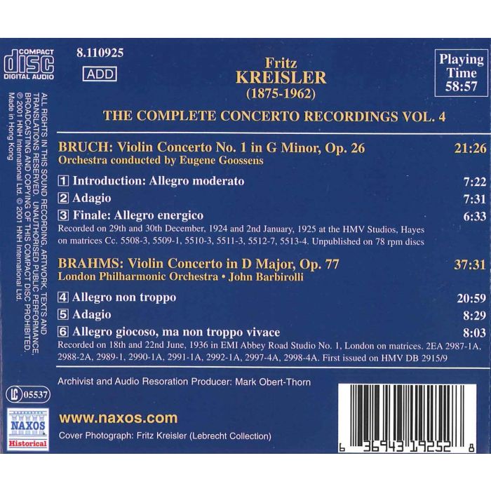 Fritz Kreisler: Complete Concerto Recordings Vol.4 - slide-1