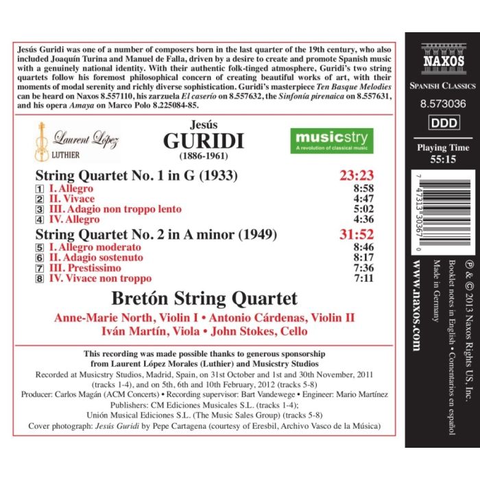 Guridi: String Quartets Nos. 1 & 2 - slide-1