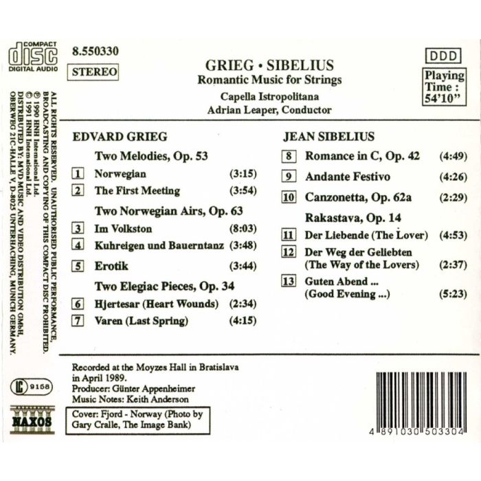 GRIEG / SIBELIUS: Romantic Music for Strings - slide-1