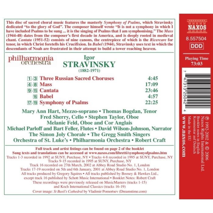 STRAVINSKY: Mass; Cantata; Symphony of Psalms - slide-1