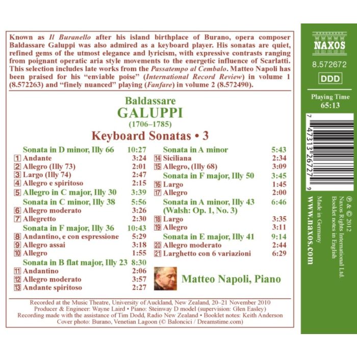 Galuppi: Keyboard Sonatas Vol. 3 - slide-1