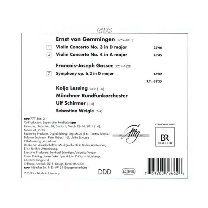 Gemmingen: Violin Concertos 3 & 4; Gossec: Symphony op. 6, 2 - slide-1