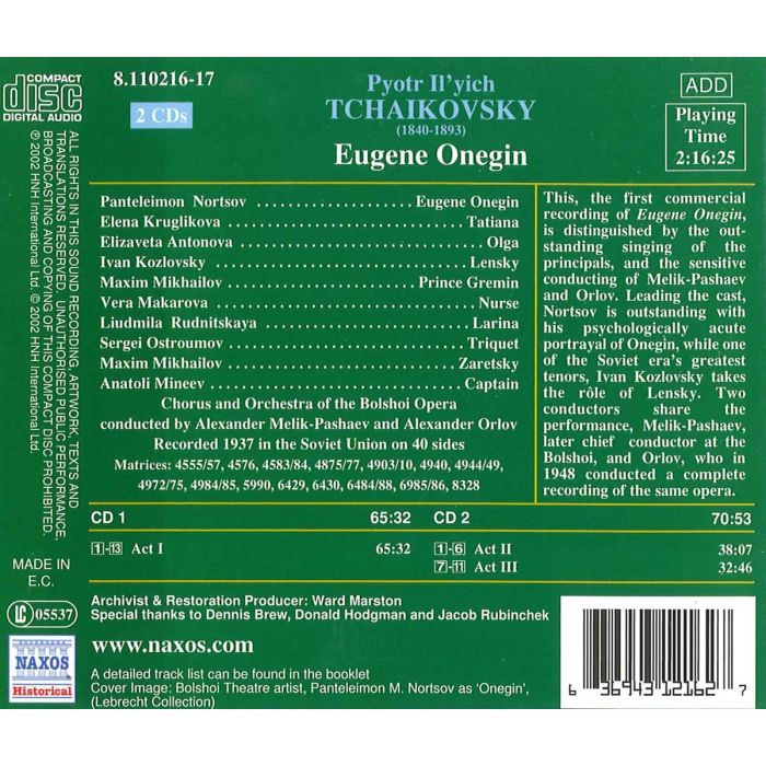 TCHAIKOVSKY: Eugene Onegin - slide-1