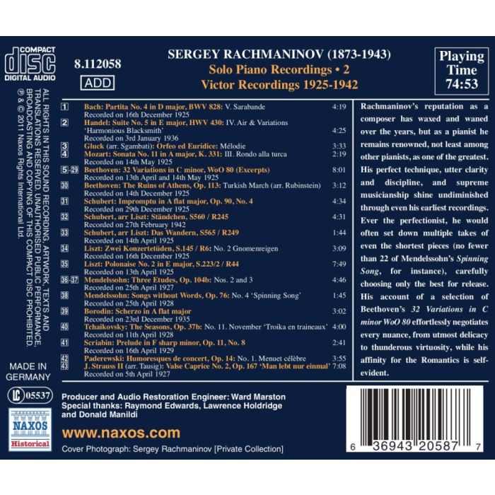 Rachmaninov: Solo Piano Recordings Vol. 2 - Beethoven, Mendelssohn, ... - slide-1