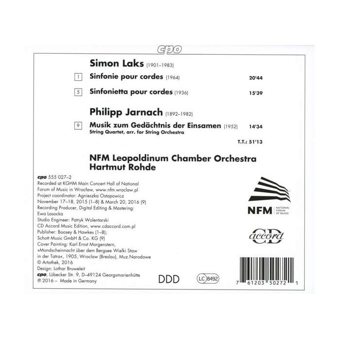 Laks: Sinfonie Sinfonietta pour cordes Jarnach: Musik zum Gedächtnis der Einsamen - slide-1