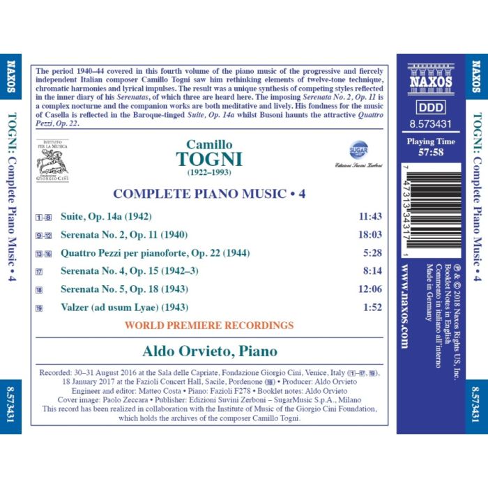 Togni: Complete Piano Music, Vol. 4 - slide-1