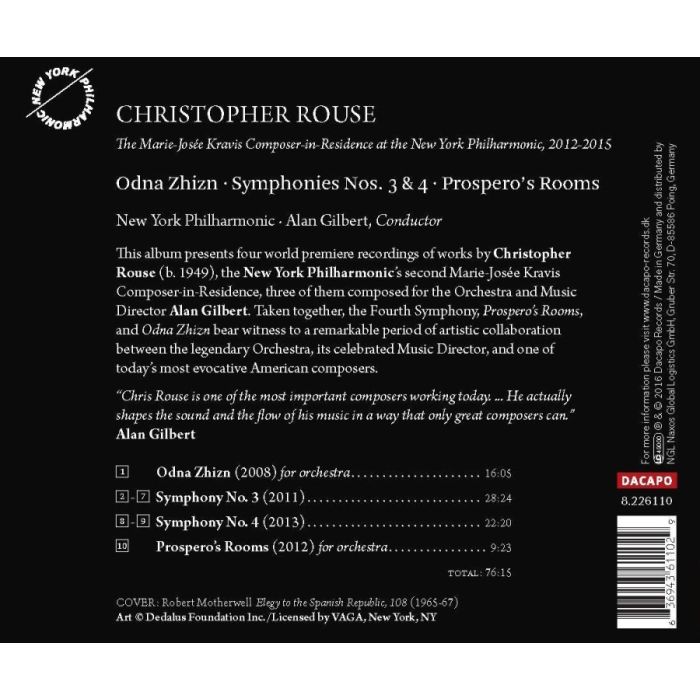 Rouse: Odna Zhizn Symphonies Nos. 3 & 4 Prospero's Rooms - slide-1