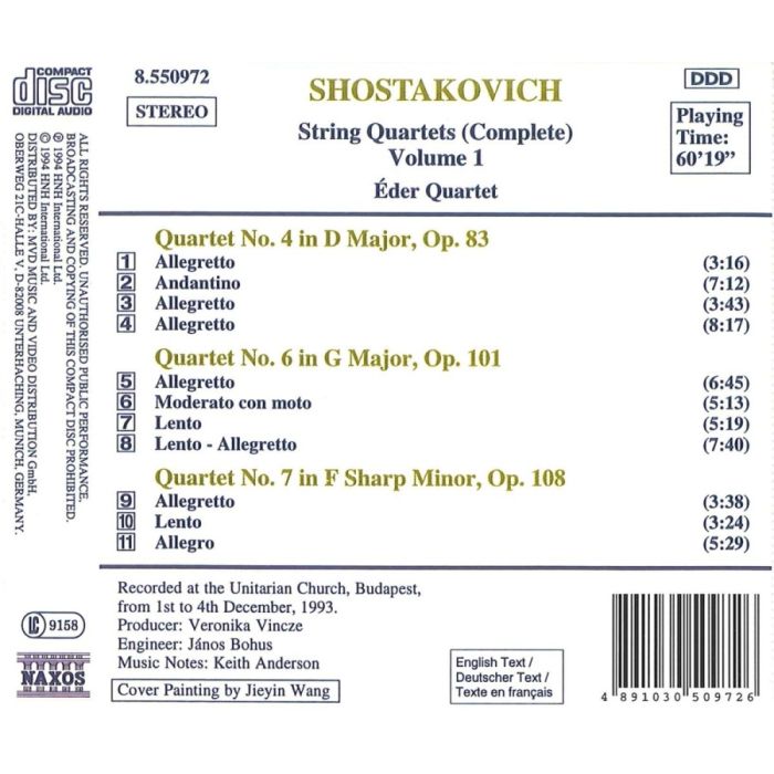 SHOSTAKOVICH: String Quartets Vol. 1, Nos. 4, 6 and 7 - slide-1