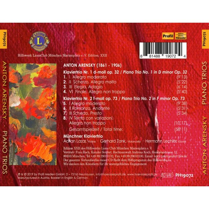 Arensky: Piano Trios Nos.1 & 2 - slide-1