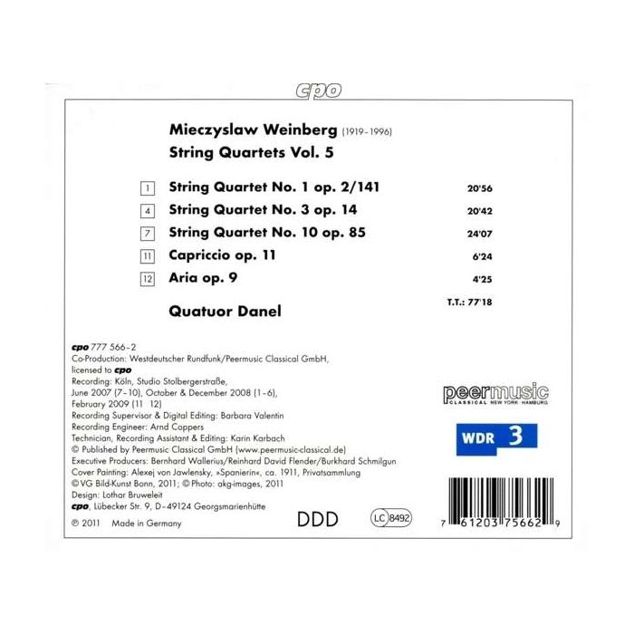 Weinberg: String Quartets Vol. 5: No. 1, 3 & 10, Capriccio op. 11, Aria op. 9 - slide-1