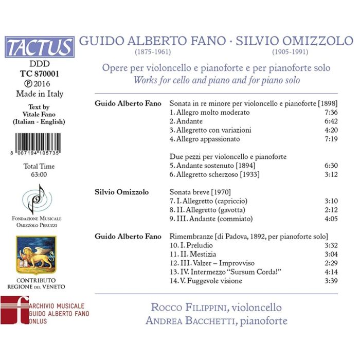 Fano & Omizzolo: Works for cello & piano and for piano solo - slide-1