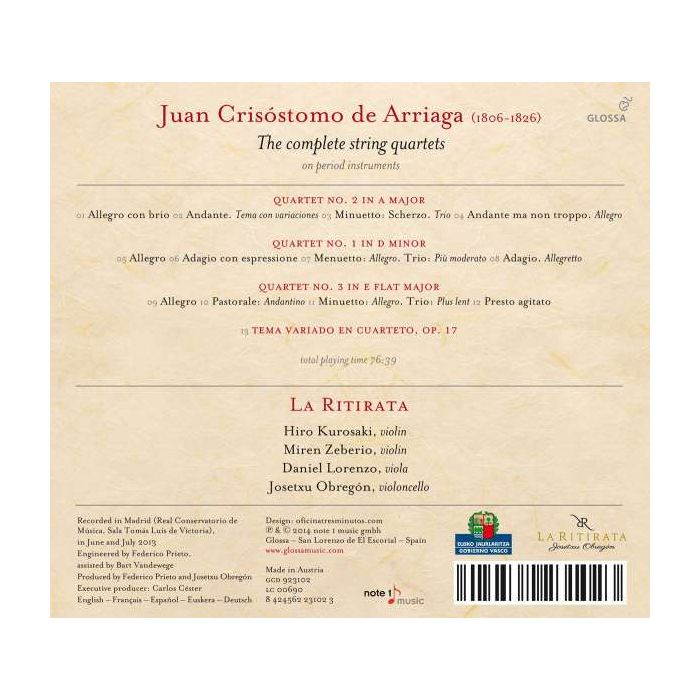 Arriaga, Juan Crisóstomo de: The complete string quartets - slide-1