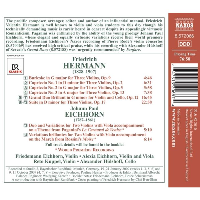 Hermann: 3 Capriccios, Grand Duo Brillant, Suite - slide-1