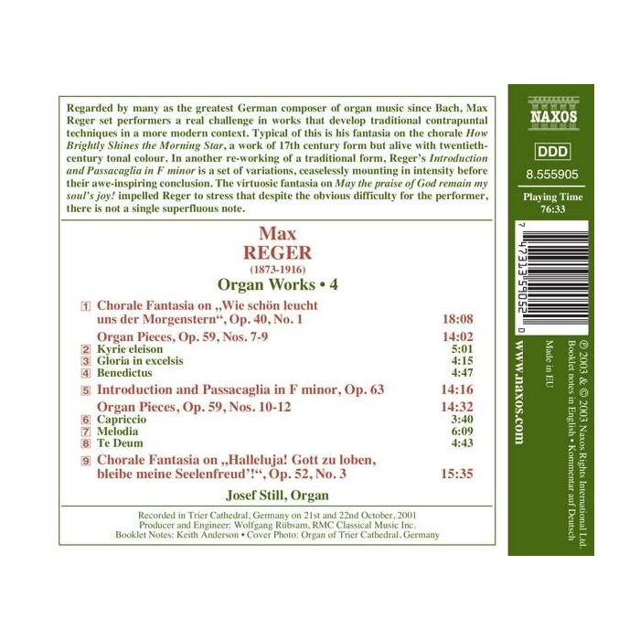 REGER: Organ Works, Vol. 4 - Chorale Fantasia on Wie schon leucht uns der Morgenstern; Organ Pieces - slide-1