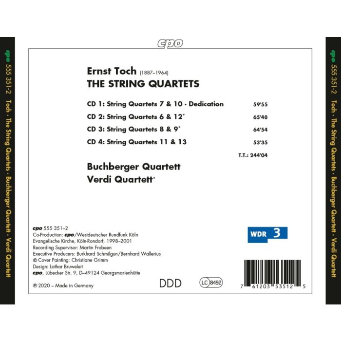 Toch: Eight String Quartets - slide-1