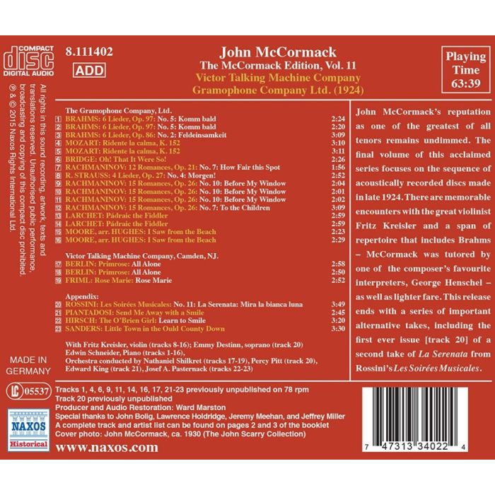 The McCormack Edition Vol. 11 – Mozart. Brahms. Rachmaninov … - slide-1