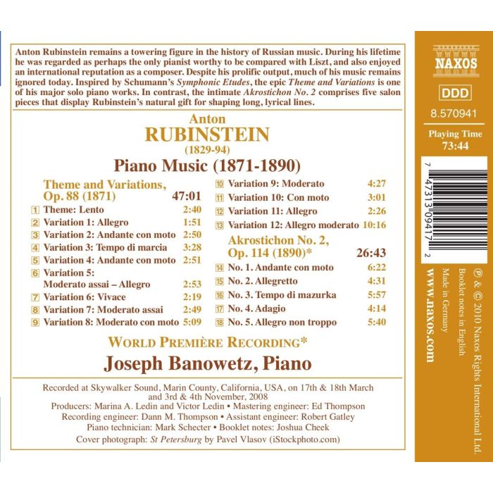 Rubinstein: Piano Music (1871-1890) - slide-1