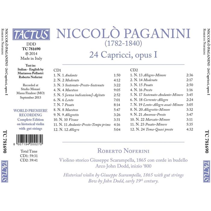 Paganini: 24 Capricci op. 1, pierwsze nagranie na historycznym instrumencie - slide-1