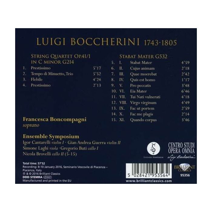 Boccherini: Stabat Mater; String Quartet Op.41/1 - slide-1