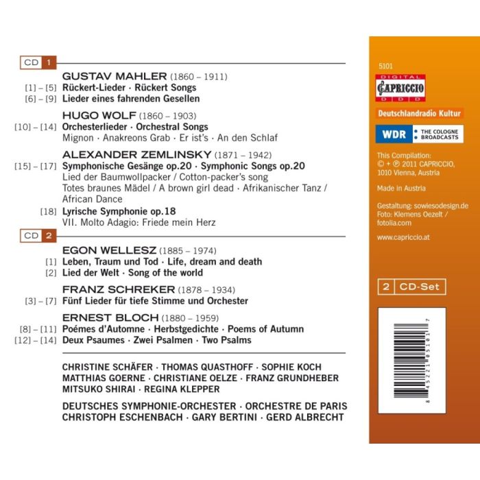 Lyric - Orchestral Songs - Mahler, Wolf, Zemlinsky, Schreker, Wellesz, Bloch - slide-1