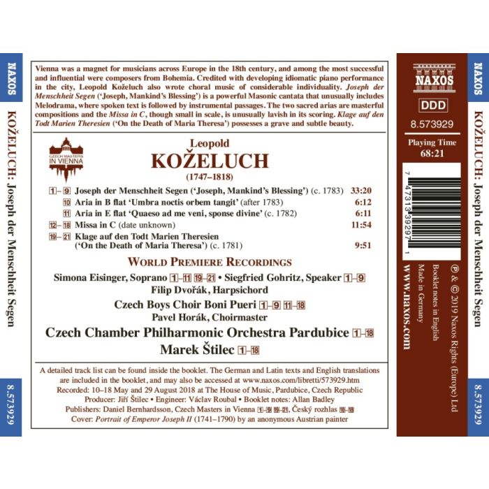 Koželuch: Joseph der Menschheit Segen (Masonic Cantata) - slide-1