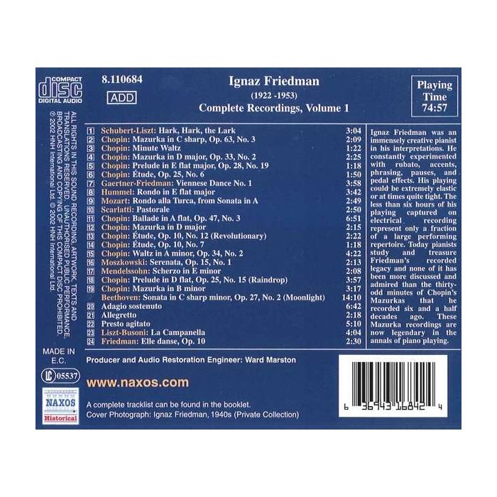 Ignaz Friedman - Complete Recordings Vol 1 - slide-1