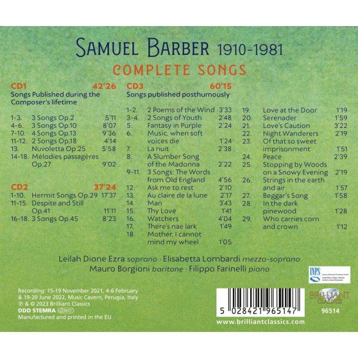 Barber: Complete Songs - slide-1