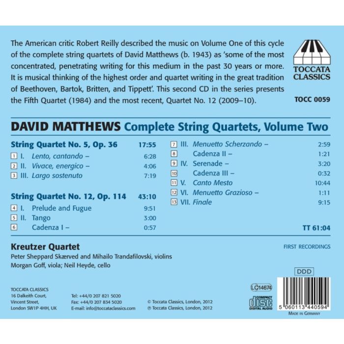 Matthews: Complete String Quartets Vol. 2 - Nos. 5 & 12 - slide-1