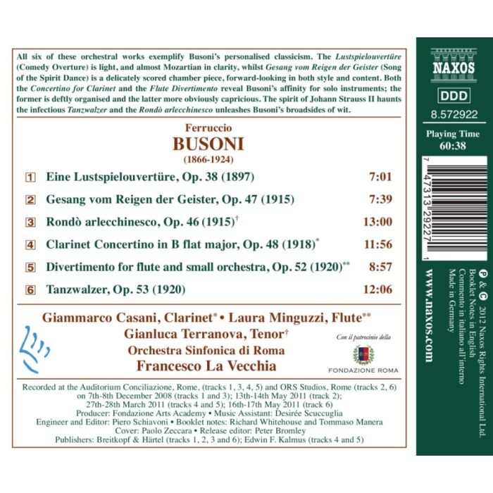 Busoni: Clarinet Concertino, Flute Divertimento, Rondo arlecchinesco - slide-1
