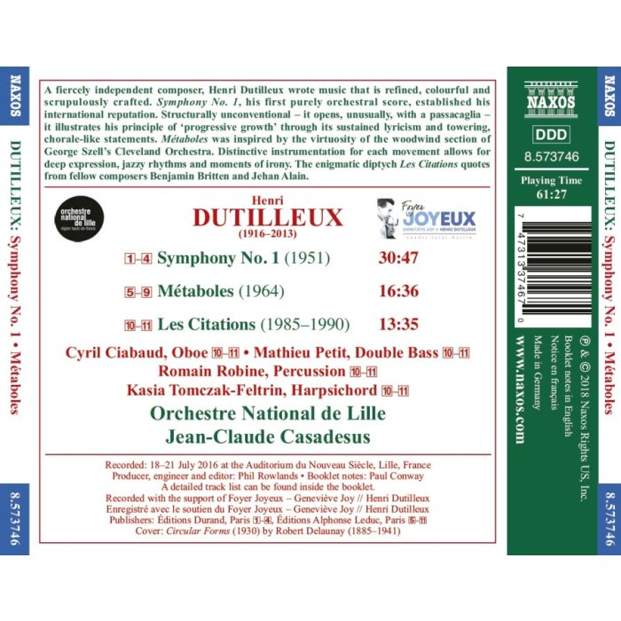 Dutilleux: Symphony No. 1; Métaboles; Les Citations - slide-1