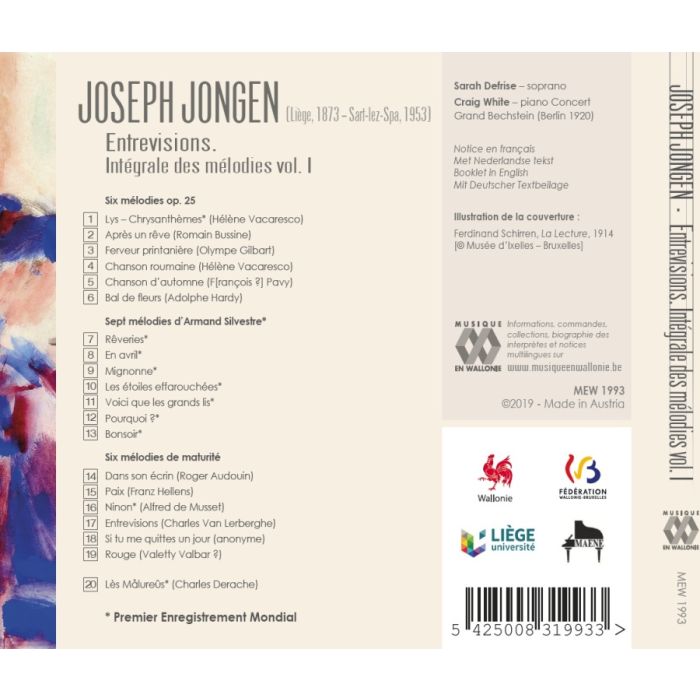 Jongen: Entrevisions. Intégrale des mélodies vol. 1 - slide-1