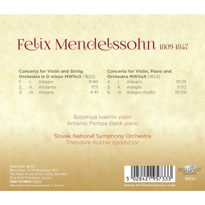 Mendelssohn: Violin Concerto & Concerto for Violin, Piano and Orchestra - slide-1